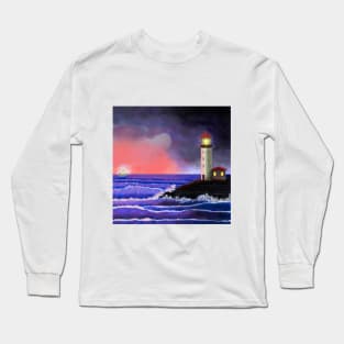 Lighthouse and Ghost ship Long Sleeve T-Shirt